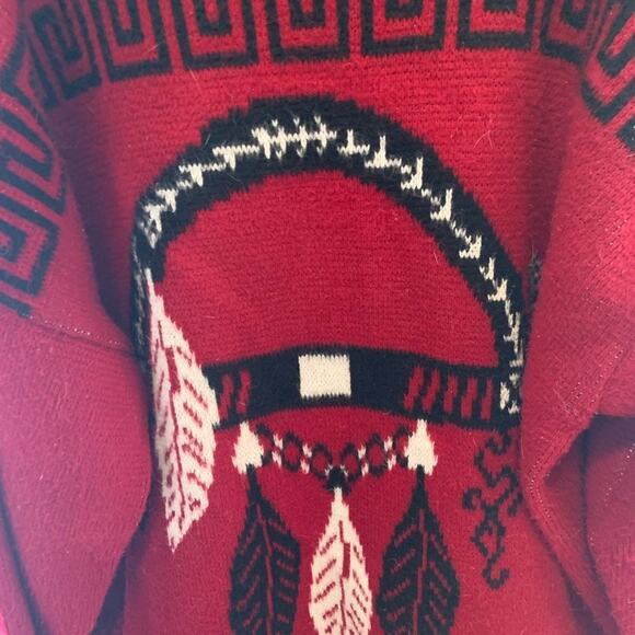 Vintage  wool sweater coat w hood dream catcher full zip in Sz Xl! - Picture 8 of 10